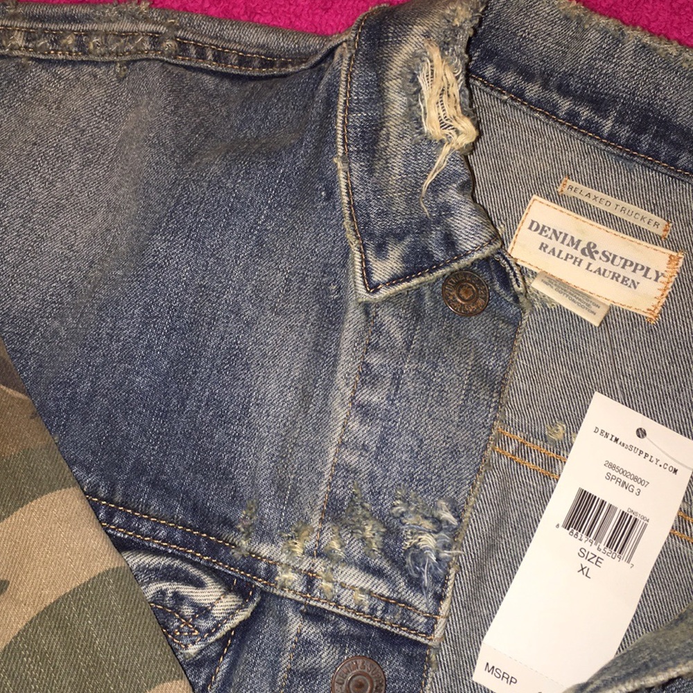 Brand new Ralph Lauren distressed denim jacket